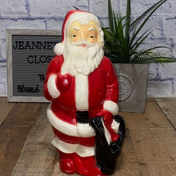 Vintage Empire Blow Mold Santa Claus 1968 Christmas Decor 13" Tall. - Picture 2 of 10